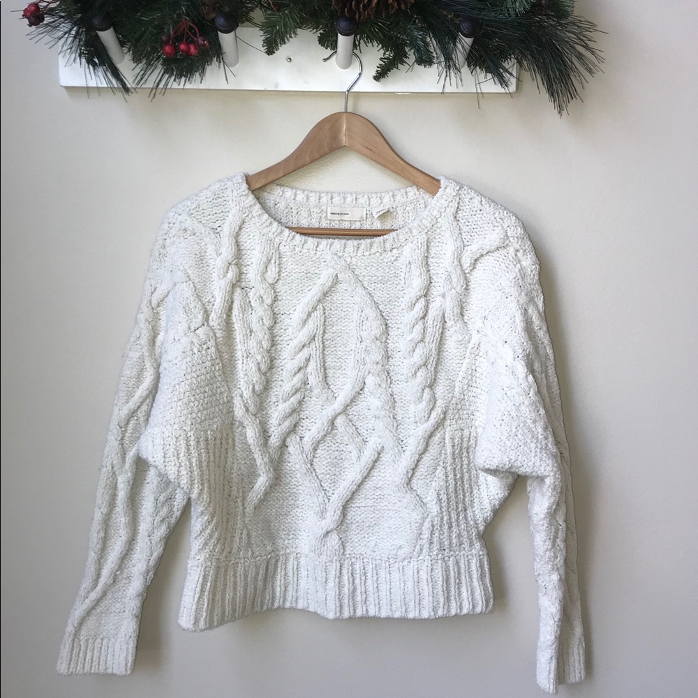 Anthropologie cable knit chenille dolman sweater